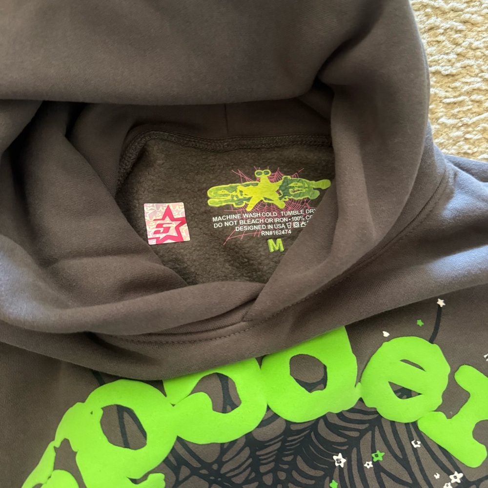 Spyder Gray Hoodie with Green Logo M - Picture 3 of 4